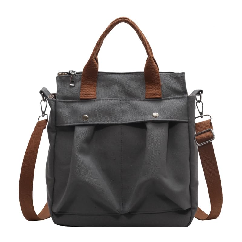 Vintage Canvas Messenger Bag for Women Travel Satchel Shoulder Bag Emo Acubi Laptop Bag Cyber Punk Purse (Gray)