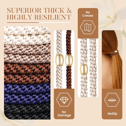 Image of Hair Ties No Damage - 20PCS Ponytail Holders - Elastic Hair Ties for Thick Hair - Braided Hair Bands for Women Girls's Hair - Classic Dinner