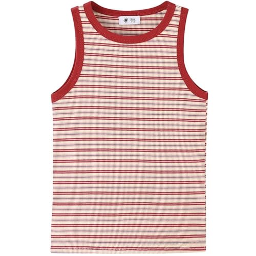 Girls Tank Tops Loose Fit Sleeveless Striped Undershirts Athletic Lightweight Tank Teens Basic Tops Spring Shirts for