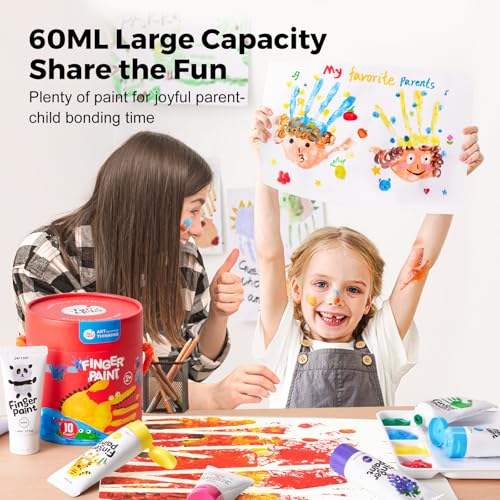 Image of Jar Melo Washable Finger Paints for Toddlers, 7 Colors Large Capacity (2.1fl oz), Non Toxic Baby Paint for Hand and Feet, Safe Art Supplies, Preschool Learning Gifts for Kids Age 2+