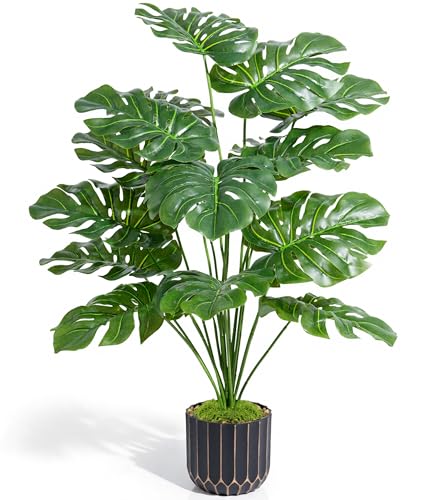 florisso 28" Artificial Monstera Plant Tall Fake Faux Plants Indoor