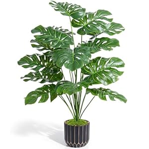 28″ Artificial Monstera Plant Tall Fake Faux Plants Indoor Outdoor Tree for Living Room Home House Decoration