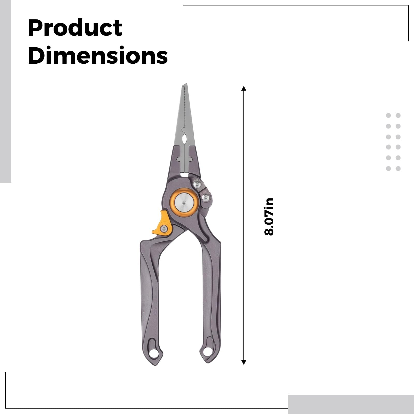 Aluminium-Angelzange mit gezahnten Backen, 8,1 Zoll/20,5 cm Fischlippen-Greifer, leichter Aluminiumlegierungskörper, mit Lanyard und Karabiner, Mehrzweck-Hakenlöser für Angler