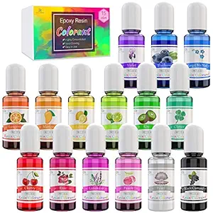 DecorRom Epoxy Resin Pigment - 15 Color Liquid Epoxy Resin Dye - Highly Concentrated Epoxy Resin Colorant for Resin Color Art, DIY Jewelry Making Supplies - AB Resin Coloring for Paint, - 10ml Each