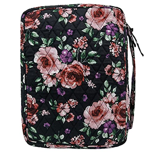 Image of DIWI Quilted Bible Cover Large Sizes 10 X 7 X 2.75 Inches Good Book Case (L, C1 Rose Beauty)