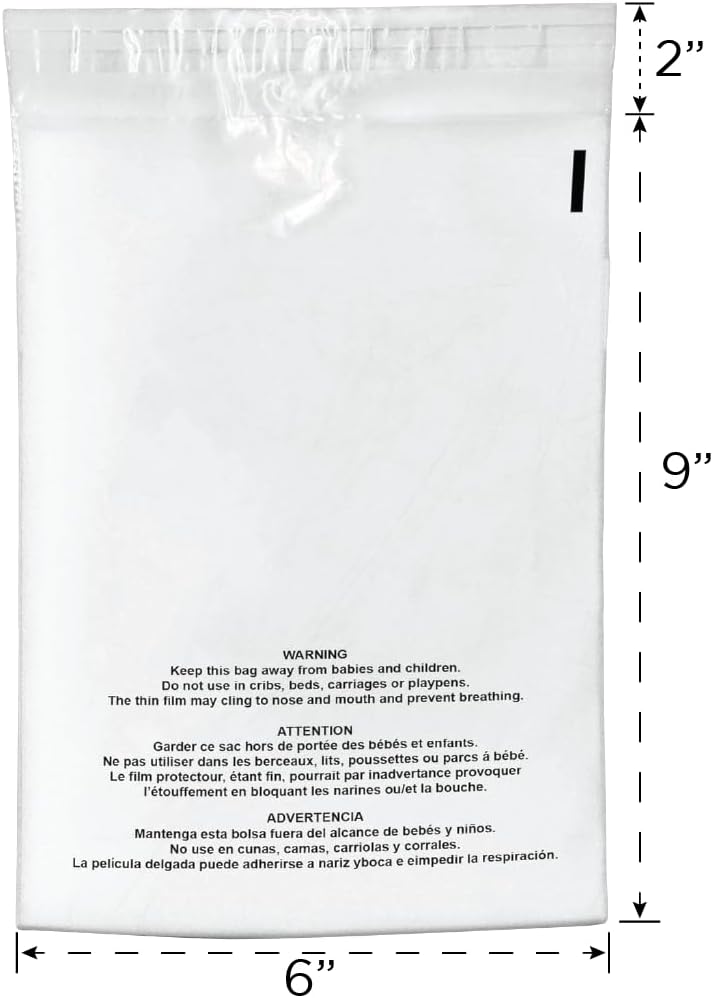Shop4Mailers 6x9 Clear Poly Bag with Suffocation Warning – Self-Seal Adhesive, 1.5 Mil Clear Bag for FBA, Packaging Bags, Clothes Storage, & Shipping Bags – Permanent Seal Poly Mailers (Pack of 1000)