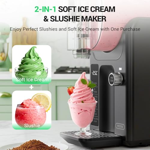 Image of WETIE Slushie Machine, 82oz Slushy Maker with Adjustable Temperature, LED Display, Auto-Clean, 5-in-1 Frozen Drink Maker for Ice Cream, Frappes, Milkshake, Frozen Margaritas, 24H Running for Home