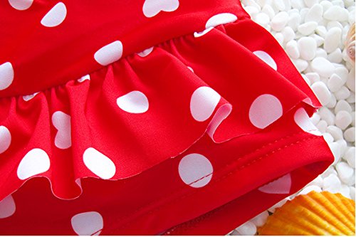 Baby Girl Cute Swimsuits Red 2 Pieces White Dot Skirt Swimwear Sets (Medium, Red) #TOP3