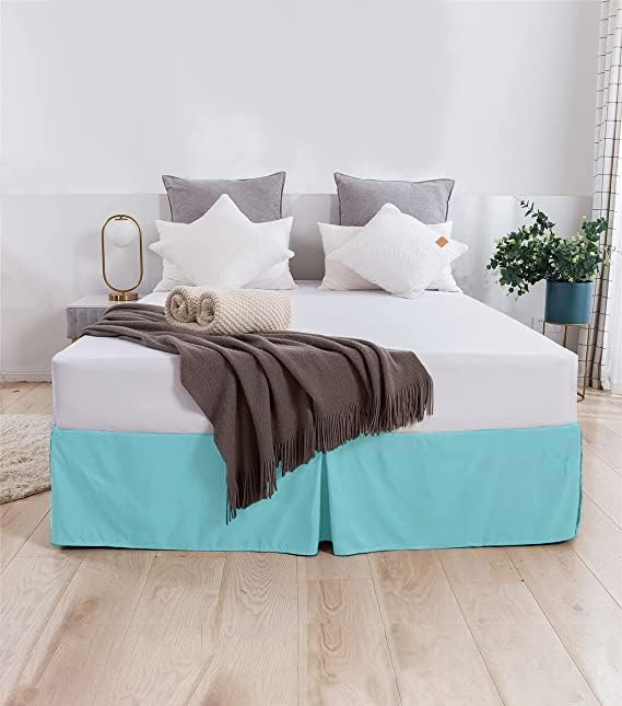 SLEEPINO - Box Pleated Bed Skirt King Size (72x78 Inches) 18 - Inch Tailored Drop Easy Fit King Bed - Center & Corner Pleats | Teal-image-9