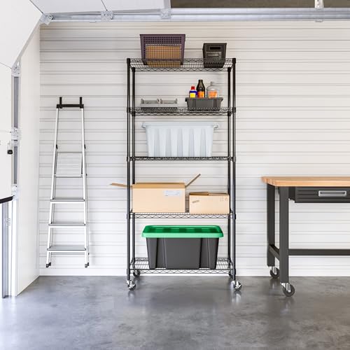 Seville Classics UltraDurable Heavy Duty NSF Solid Steel Wire Rack Storage Unit, Organizer for Garage, Warehouse, Office, Restaurant, Classroom, Kitchen, Black, 5-Tier Shelving, 36" W x 18" D by Seville Classics - Image 3