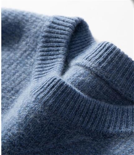 Men Thicken Cashmere Sweater Crew Neck Loose Jumper Business Casual Textured Cashmere Blend Pullover3