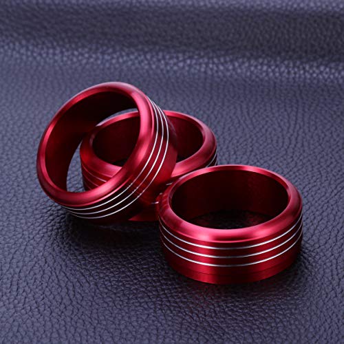 Garneck 3 peças Carro Liga de Alumínio Interior Ar Condicionado Áudio Twist Switch Ring Botão Capa C