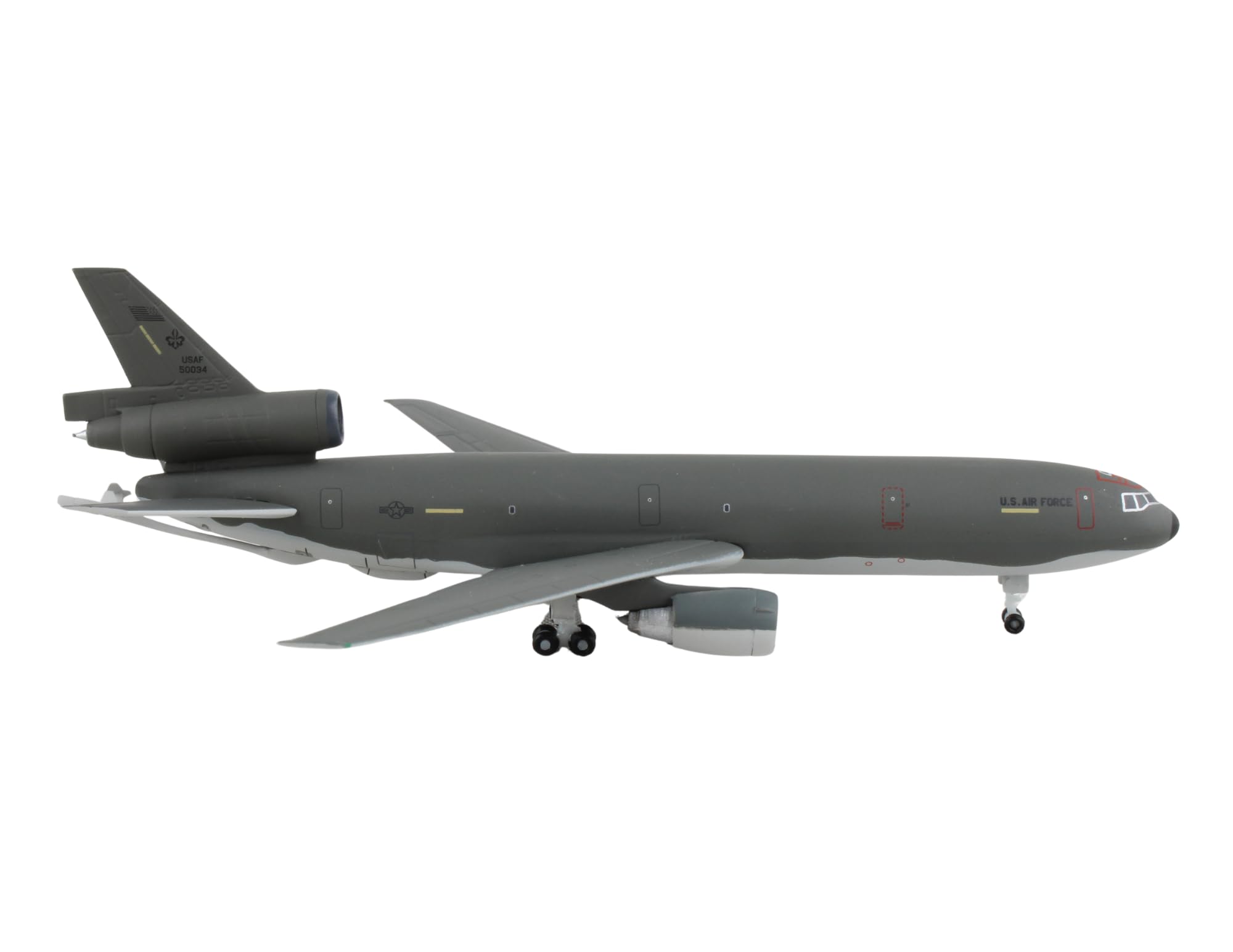Herpa Model samolotu U.S. Air Force McDonnell Douglas KC-10A Louisiana Yard Dog, skala 1:500, metalowy model samolotu, model samolotu dla kolekcjonerów, miniaturowa dekoracja, samolot bez podstawy