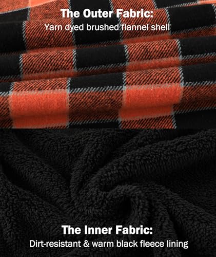 Image of V VALANCH Men's Flannel Shirt Jacket with Hood Fleece Lined Plaid Jacket Zip Up Winter Warm Coat