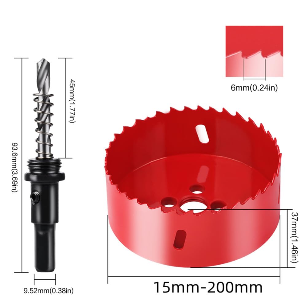 1 unid 15-200 mm M42 Sierra de corona bimetálica Broca HSS para metal Hierro Aluminio Plástico inoxidable Herramientas de corte de madera DIY, 170 mm