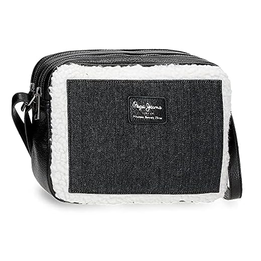 Pepe Jeans Dana Bandolera Dos Compartimentos Negro 25x18x7 cms Piel sintética