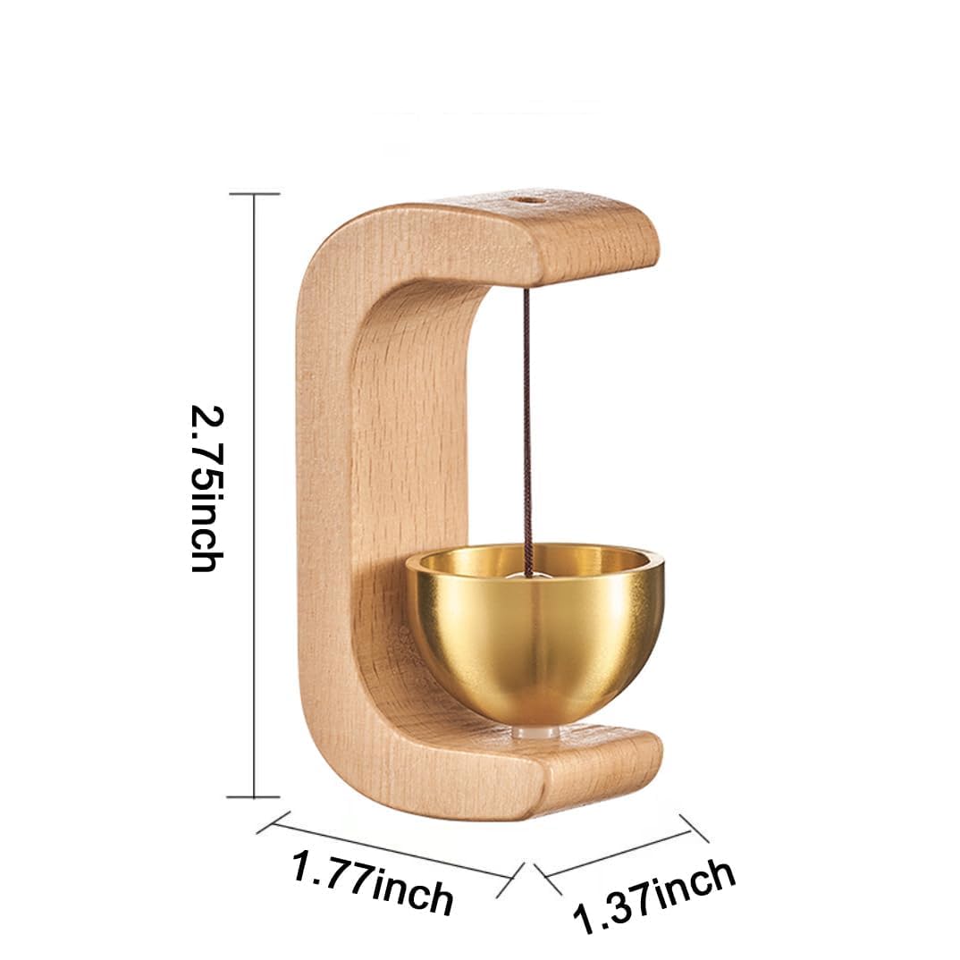 Revashree Craft World Beech Wooden Door Chime with Brass Bell for Home, Dopamine Door Bell Self-Adhesive Magnetic Doorbell, Serene Acoustic for Home & Shop Ideal Housewarming Gift (Light Brown) 2