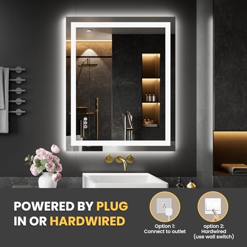 LOAAO 28X36 LED Bathroom Mirror with Lights, Anti-Fog, Dimmable, Backlit + Front Lit, Lighted Bathroom Vanity Mirror for Wall, Memory Function, Tempered Glass, Safe to Use, ETL Listed by LOAAO - Image 7