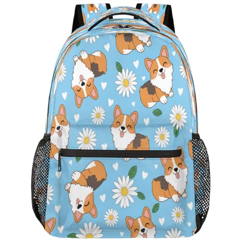 Mochila de viaje Corgi Flowers ligera para escapadas de fin de semana