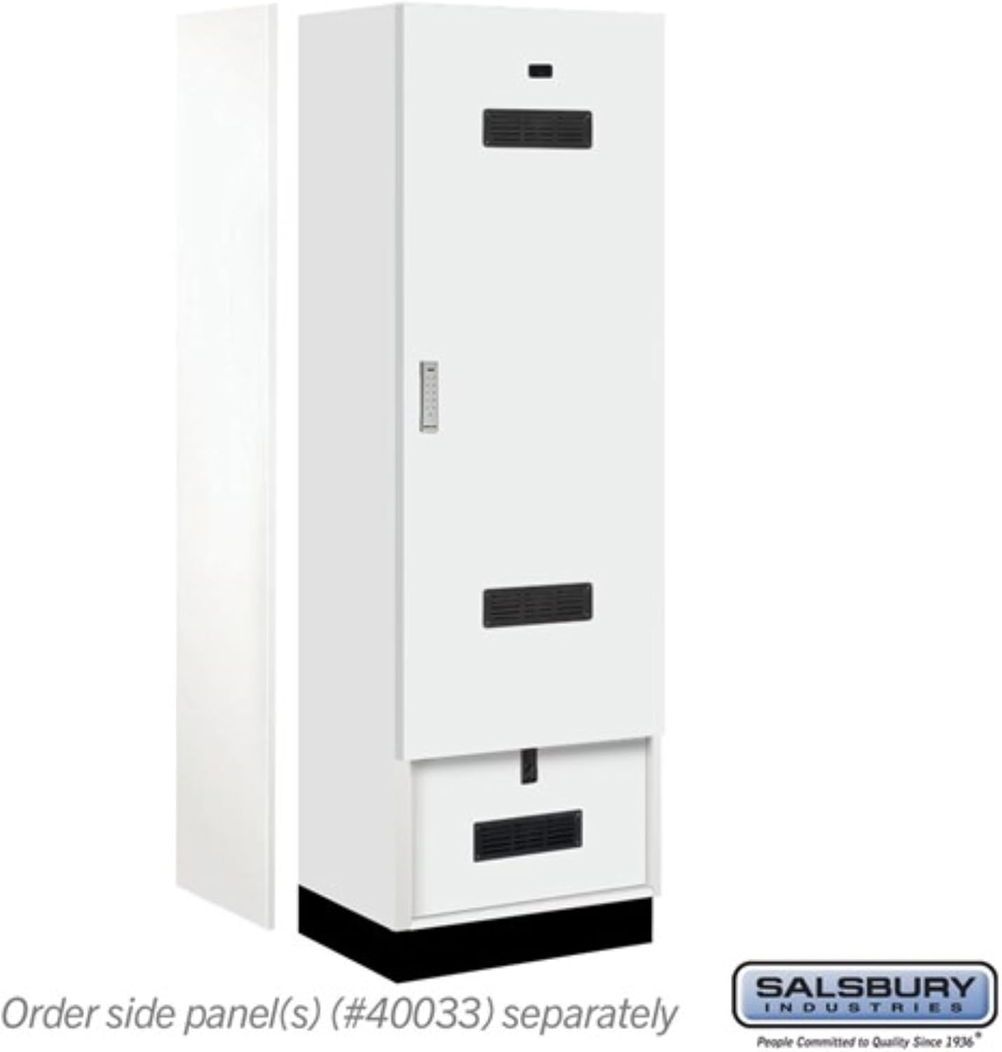 Salsbury 24" Wide Premier Wood Gear Locker - 6 Feet High - 18 Inches Deep - Arctic White - Silver Electronic Locks