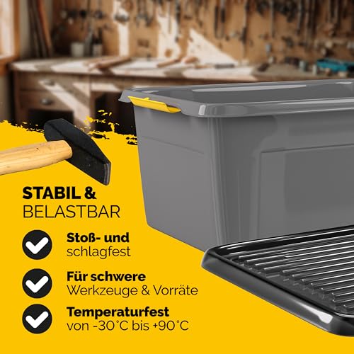 Monzana® 4x Cajas de Almacenaje con Tapa 40L Apilables para Alimentos sin BPA Cierre Clic Bodega Taller Garaje - imagen 4