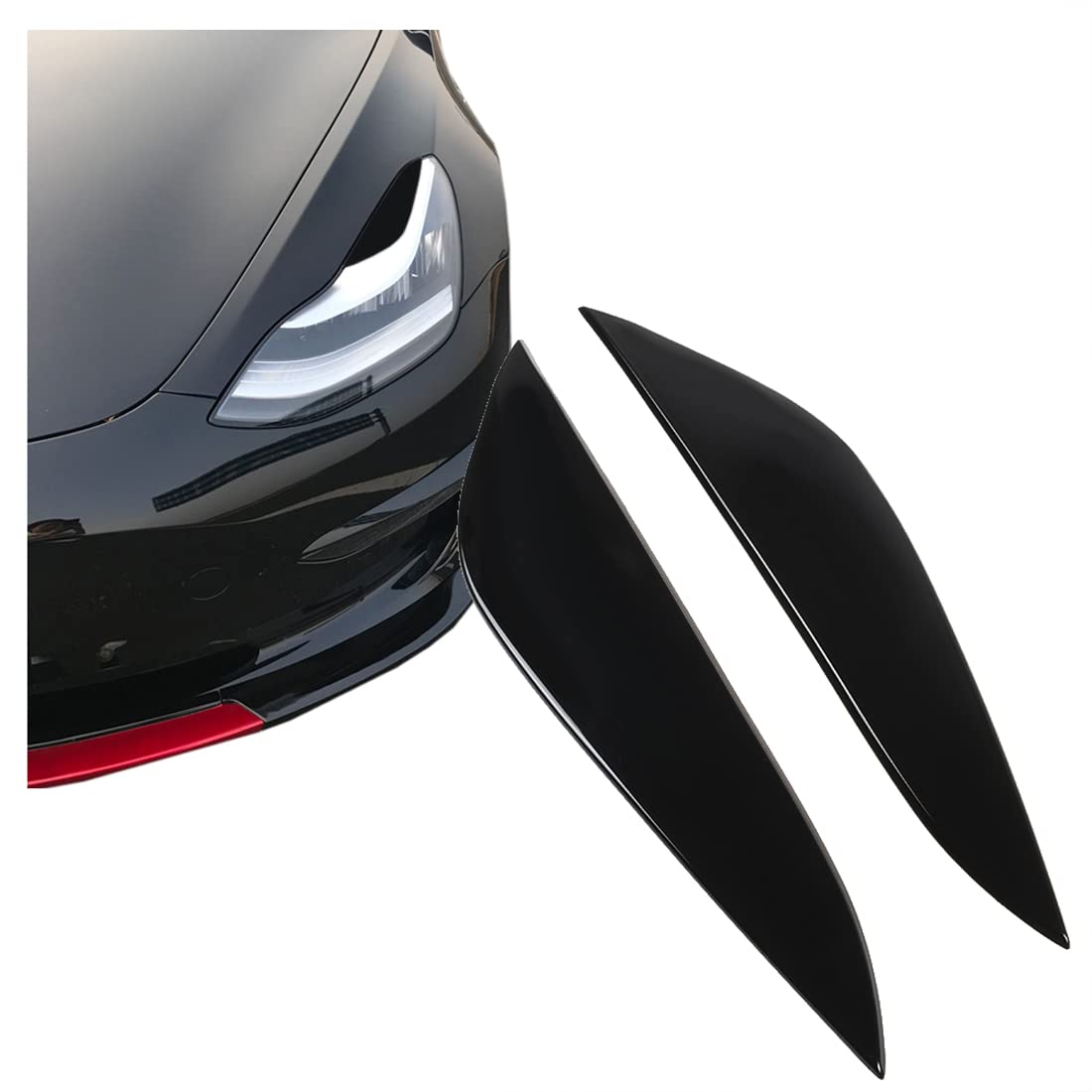 GCcv Headlight Eyebrow Eyelid Cover Trims ABS Decoration Stickers For Tesla Model 3 2017-2022 Car Accessories