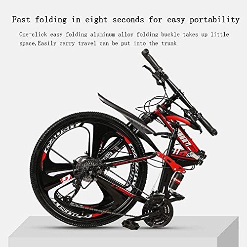 N&I 24 inch Folding Mountain Bikes High Carbon Steel Frame Double Shock Absorption 21/24/27/30 Speed Variable All Terrain Quick Foldable Adult Mountain Off-Road Bicycle Yellow 24 Speed – Bild 3