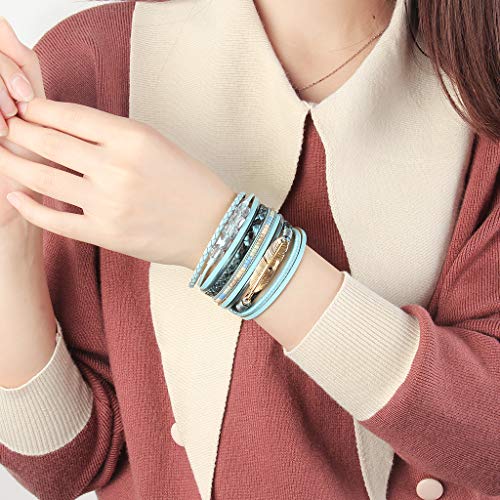 GelConnie Leather Wrap Bracelet for Women Multilayer Cuff Bracelet Feather Boho Leather Bracelet Bohemian Wristbands Jewelry Gift for Sisters, Teen Girls and Mother - Image 3