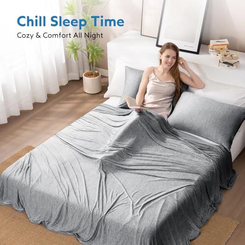 Image of HOMFINE Cooling Blanket for Hot Sleepers Throw, Black 50 inchx70 inch | Dual-sided mica nylon cool, Q-Max 0.439 instant cool, Lightweight & breathable for night sweats & menopause, Machine washable