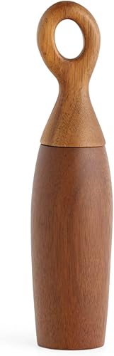 Nambe Portables - Molinillo de sal o pimienta de madera de acacia, mide 9 pulgadas, molinillo de especias recargable, molinillo manual de sal o