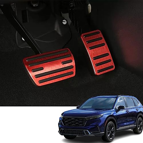Bmolpt Custom Interior Accessories for Honda CR-V CRV 2023 Aluminum Alloy Anti-Slip Performance Foot Brake Pedal Cover,No Drilling Aluminum Gas Brake Pedal(Red)