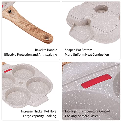 Bobikuke-Sarten-Tortitas-Sarten-Huevos-Poche-de-4-Agujeros-con-Tapa-Sarten-Antiadherente-de-Aluminio-para-Desayuno-Huevos-Fritos-Panqueques-para-Estufas-de-Gas-y-Cocinas-de-Induccion-Blanco