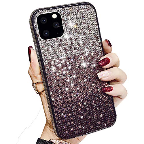 AHTONG for iPhone 11 Pro MAX Bling Case Gradient with Glitter Sparkle Diamond, Shiny Crystal Rhinestone TPU Bumper Protective Case Cover for iPhone 11 Pro MAX (Purple, iPhone 11 Pro MAX)