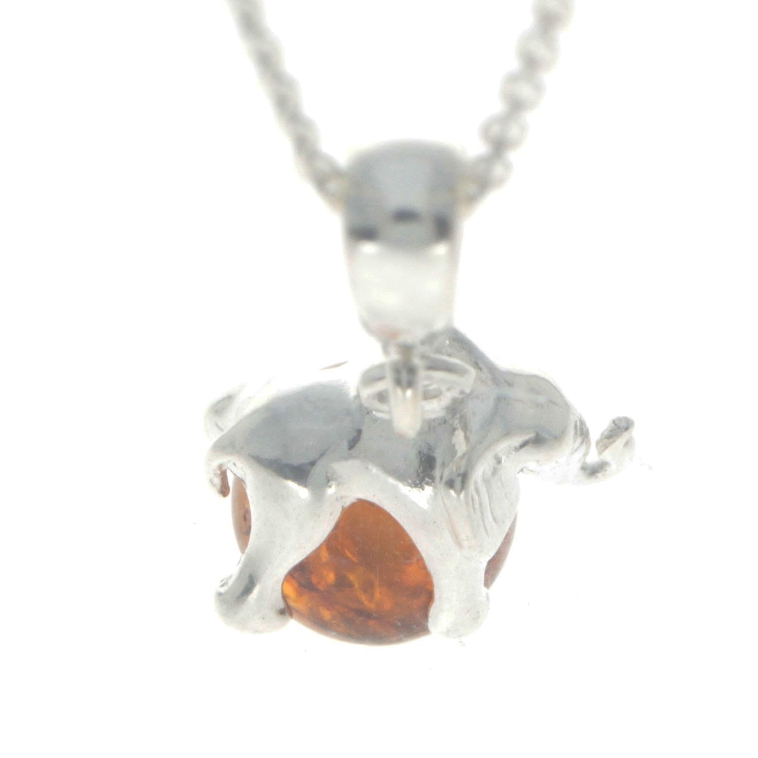 Noda GL354 - Ciondolo in vera ambra baltica e argento Sterling, a forma di elefante, senza catenina