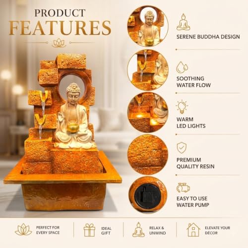 Image of G - Creations : Waterfall | Waterfall Fountain | Buddha Waterfall Statue |Water Fountains for Outdoor Living Room, Office, Garden & Table Top Waterfall Indoor Home Decor Indoor..