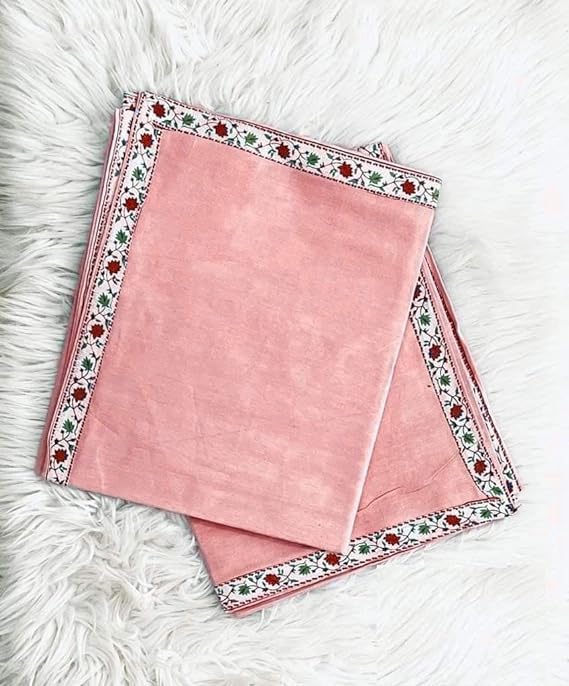 AVIDECO 100% FINE Cotton Beautiful Floral Thin Layer Soft Top Sheet/AC Summer Sheet (Top Sheet Size: 60x90) (Peach)