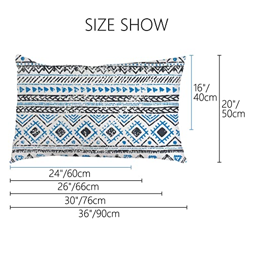 Vantaso Striped Blue White Pillowcase Ethnic Triangle Bohemian Tribal 2 Pcs Queen Size 20X30 Inches Pillow Covers Protector Pillow Sham Pillow Case For Long Throw Pillow With Zippered Closure #TOP1