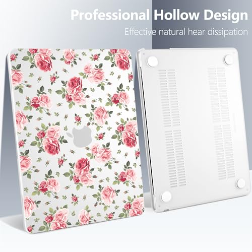 Coque MacBook Air 13 M4 M3 M2 rigide fleurie avec protège-écran