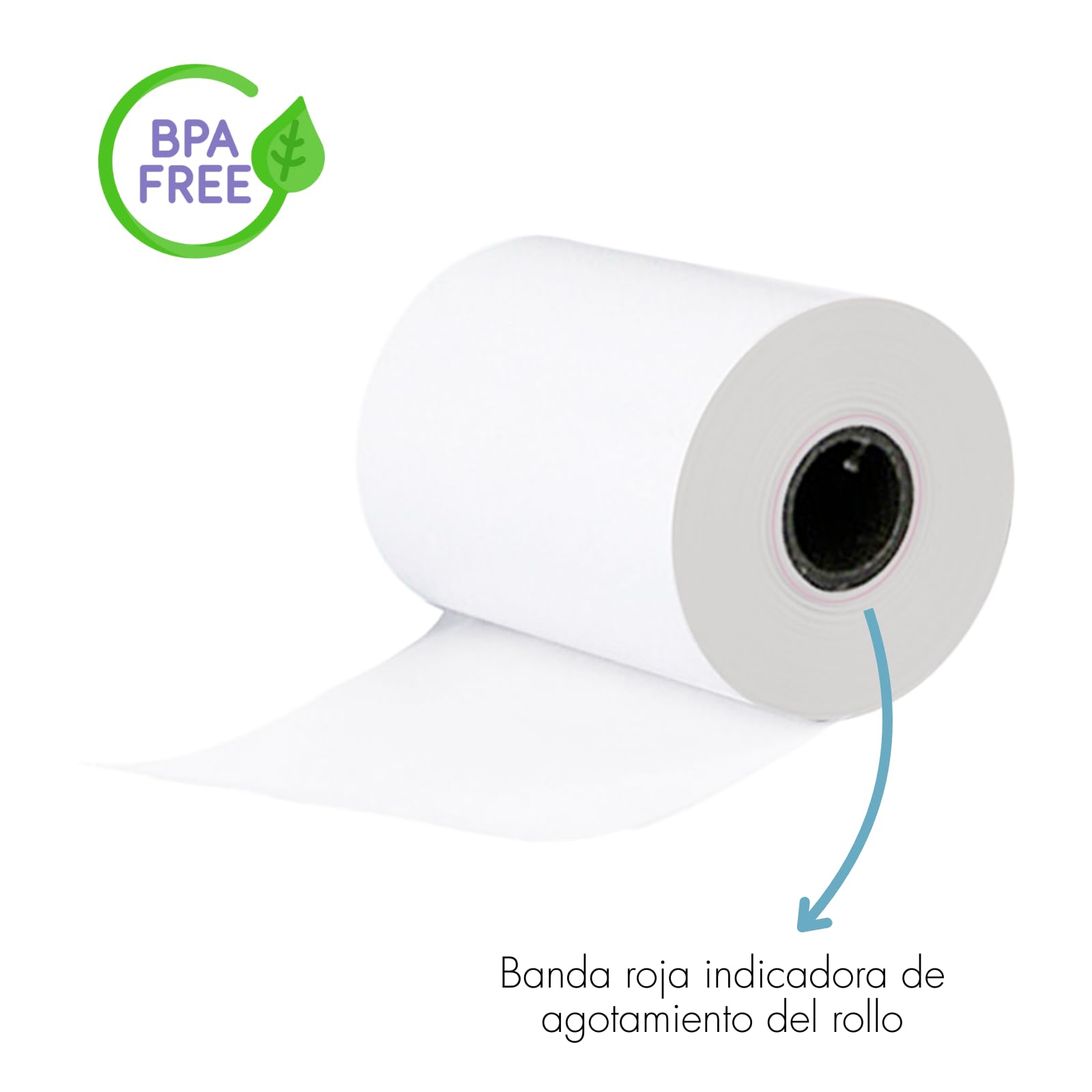 Dohe - Rollos Papel Térmico 57x35 mm (10 uds.) - Núcleo ⌀12 mm, Largo 7,5 m, Tickets para Datáfonos, TPV, Cajas Registradoras, Impresoras POS y EPOS, Grosor 60 gr/m², Sin BPA
