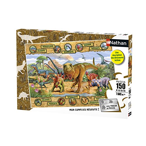 Nathan - Puzzle Enfant - 150 pièces - Les espèces de dinosaures - Filles ou garçons Garçon ou fille dès 7 ans - Puzzle de qualité supérieure - Carton épais et résistant - Dinosaures - 86836