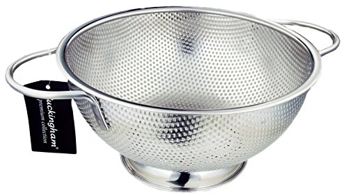 Buckingham  Escurridor de Acero Inoxidable Micro Perforado colador para arroz Pasta para Espaguetis Pasta Verduras Frutas Cocina y Cocina Uso  25,5 cm, Acero Inoxidable.