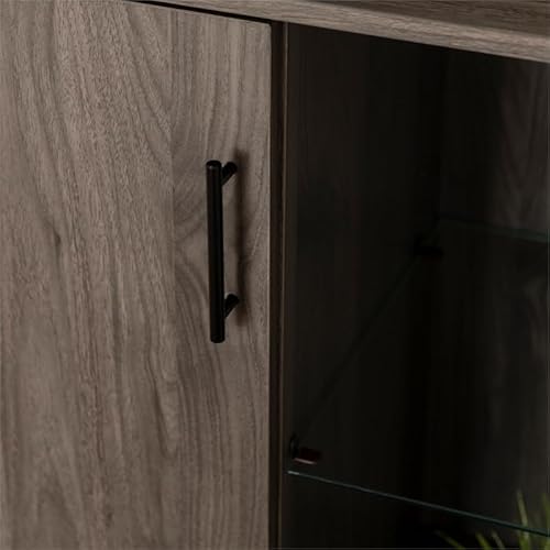 Walker Edison Saxon Mid Century Modern 1 Door Accent Cabinet With Glass Shelf, 30 Inch, Slate Grey #TOP6