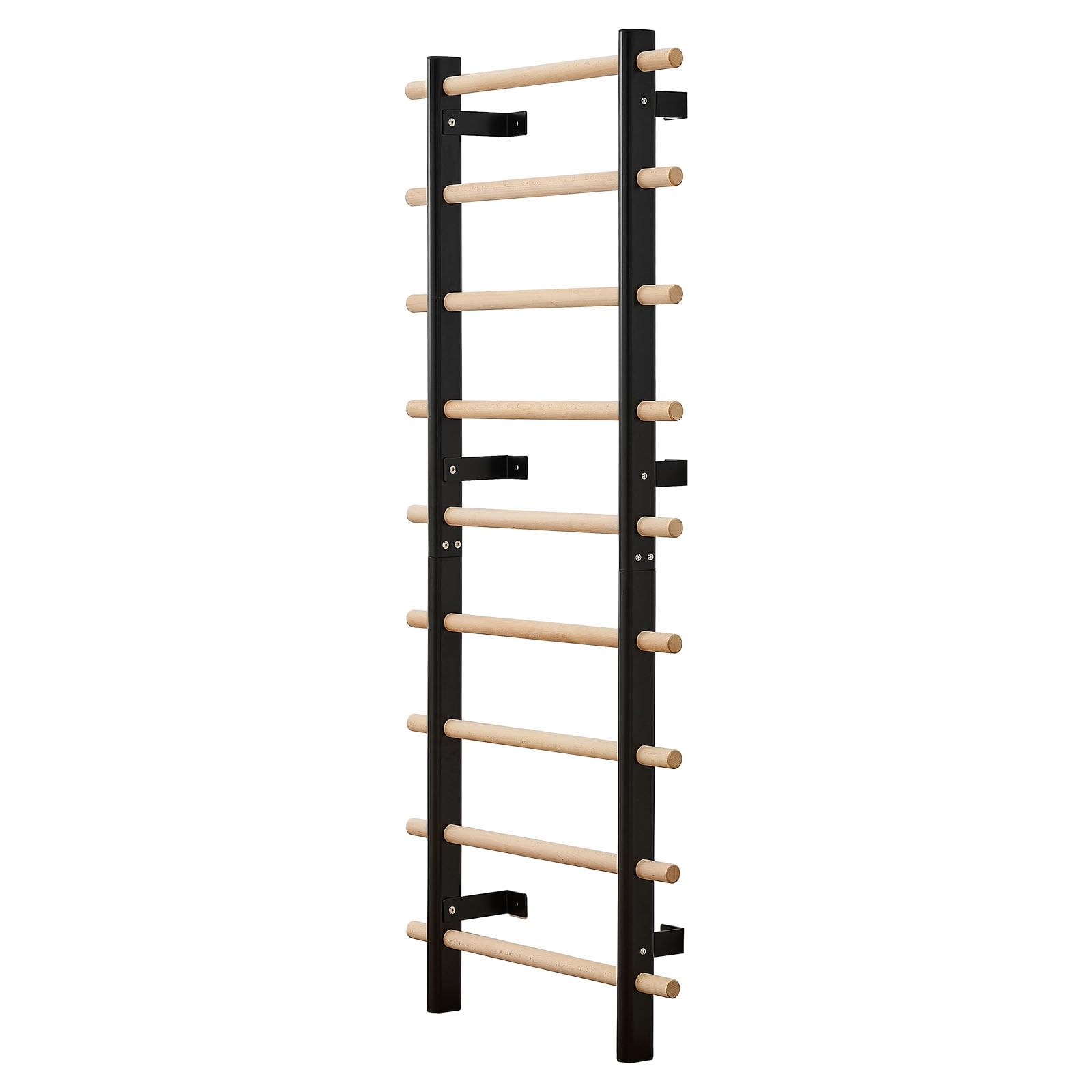 VEVOR Escalera Sueca de Gimnasio con Barras de Madera Maciza 9 Niveles Juego de Entrenamiento con Espaldera para Interior Capacidad de 150 kg Montaje de Pared para Hogar, Estudio de Baile, Gimnasio