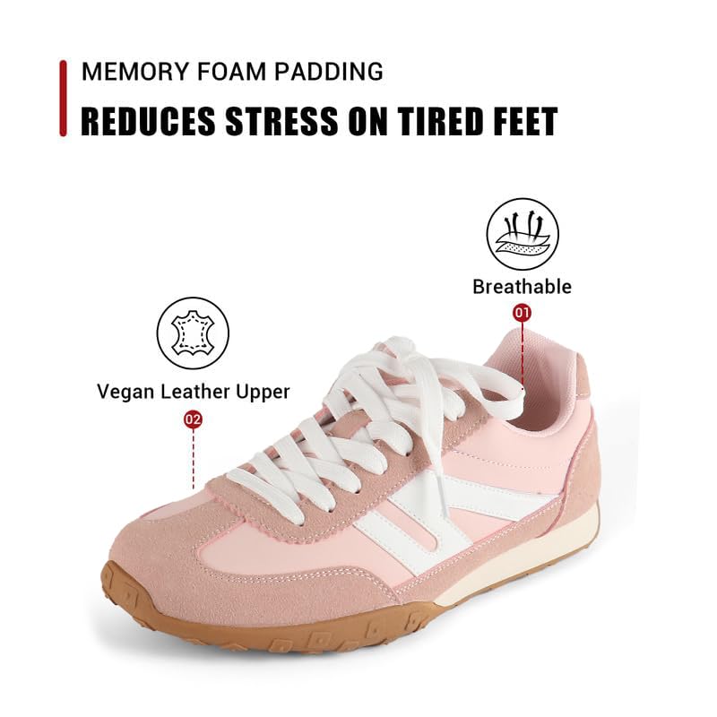 Image of Sneakers for Women Retro Fashion Trendy Sneakers with Foam Insole Casual Shoes for Walking Tennis Classic Non-Slip Comfort Shoes
