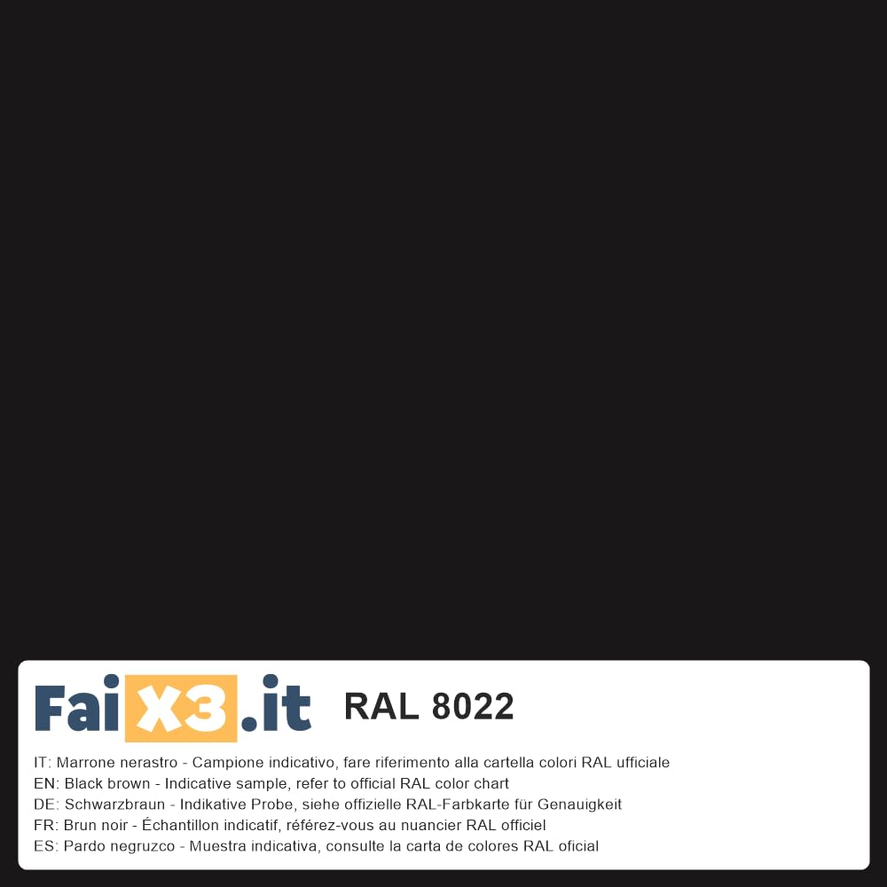 FaiX3.it - Perfil angular en L 80x40x2 mm de aluminio, lacado RAL 8022 "pardo negruzco" mate, longitud 2500 mm