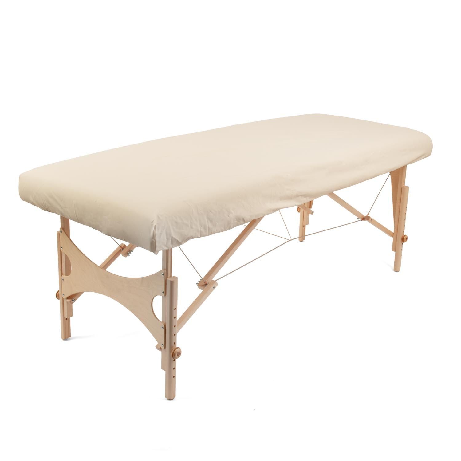 WellTouch Ölresistenter PU-Bezug L extralang | Spannbezug für Kosmetik-, Behandlungs- & Massageliege | Öl- & wasserabweisendes Spannlaken | Maschinenwaschbarer Liegenbezug | creme-farben