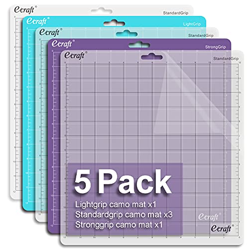 Ecraft Cutting Mat for Silhouette Cameo 3/2/1: 12X12inch Include one StrongGrip&Three StandardGrip&One LightGrip Cutting Mat Perfect for Silhouette Cameo Replacement for Craftsã€Sewing and All Arts