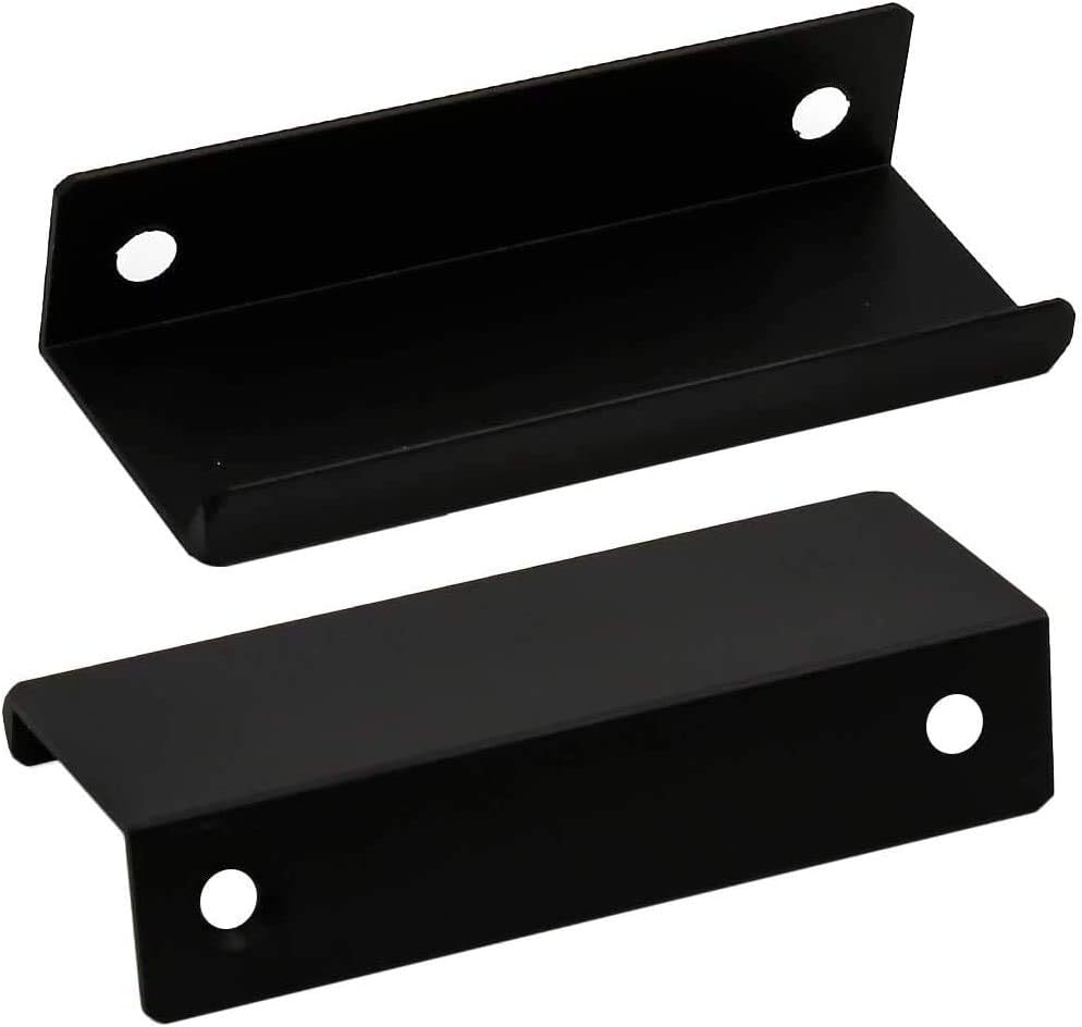 3.15 Inch Black Finger Pulls for Cabinet 30Pcs, 2.52 Inch Hole Spacing, Aluminum Alloy Edge Pulls Furniture Handle, Back Mount Concealed Handles for Cupboard, Drawer, Dresser, Wardrobe