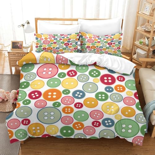 Parure de lit durable en microfibre de qualité supérieure avec boutons déco 200x200