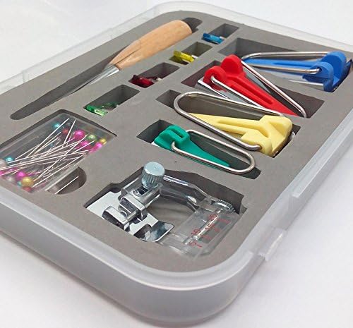 Bias Tape Maker Tool Set with Tape Binding Presser Foot for Patchwork Includes 4 Sizes 6mm/12mm/18mm/25mm